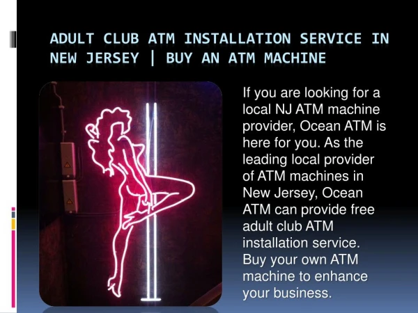 Adult Club ATM Installation Service in New Jersey | Buy an ATM Machine