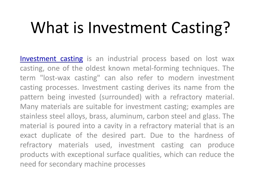 what is investment casting