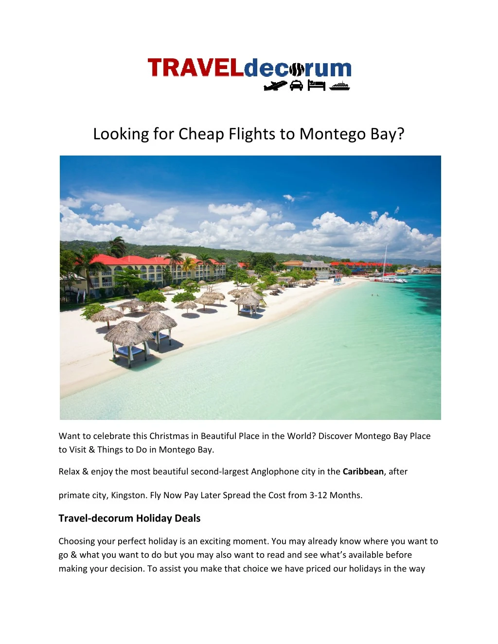 looking for cheap flights to montego bay looking