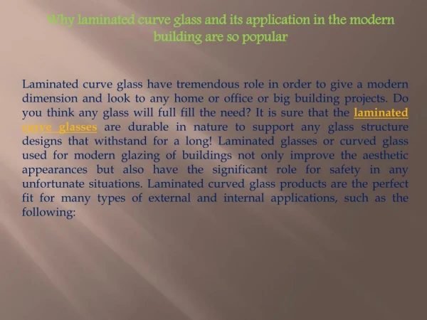 Why laminated curve glass and its application in the modern building are so popular