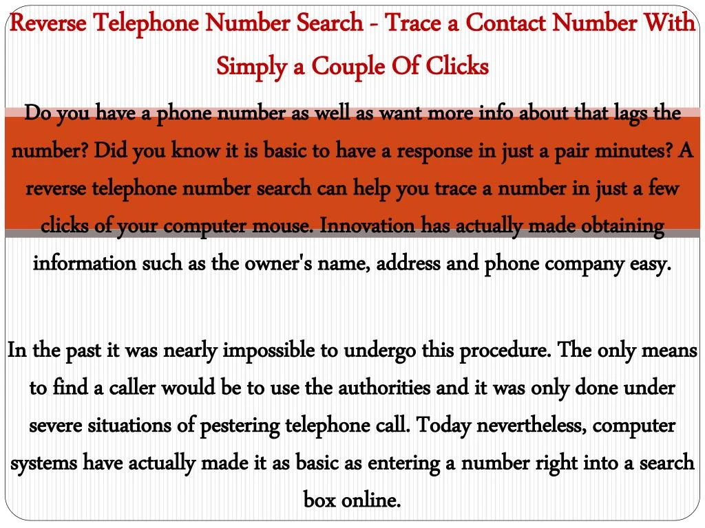 reverse telephone number search trace a contact