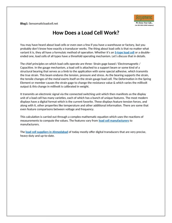 How Does a Load Cell Work?
