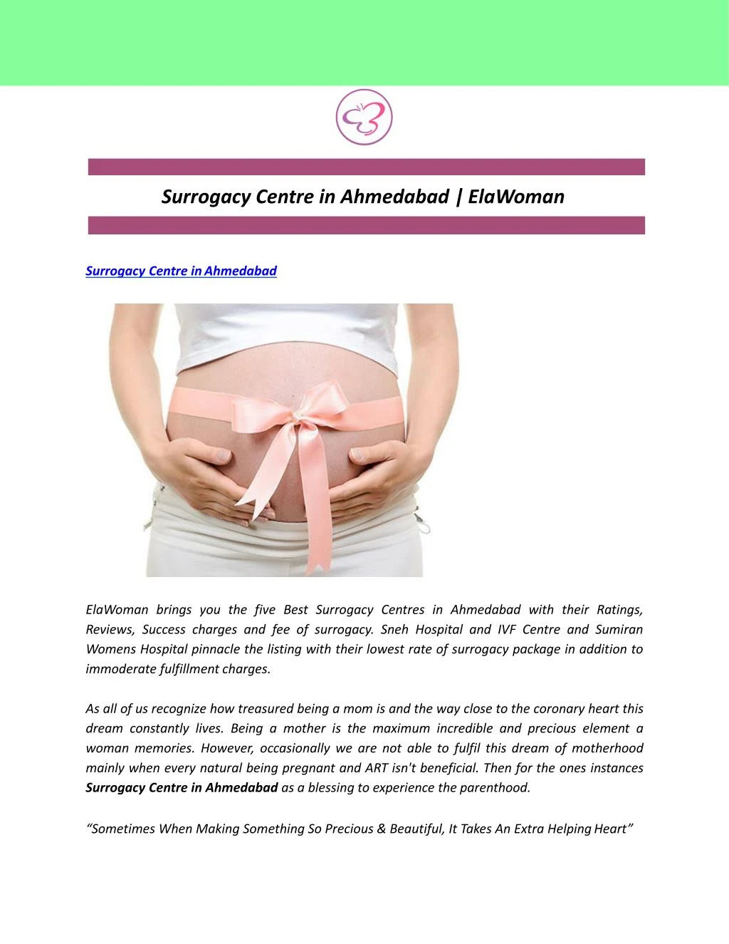surrogacy centre in ahmedabad elawoman