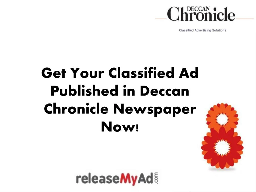 get your classified ad published in deccan chronicle newspaper now