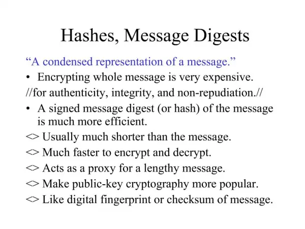 Hashes, Message Digests
