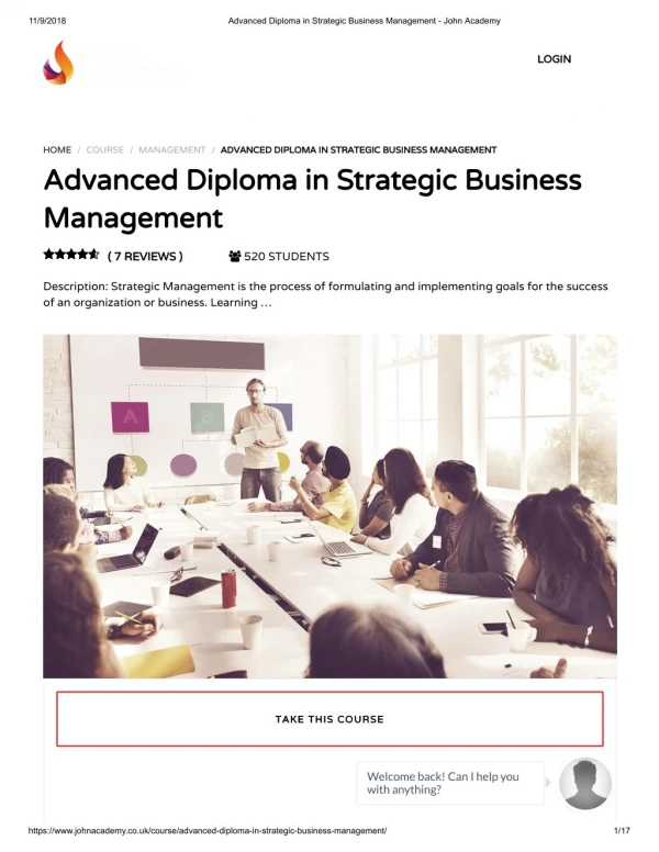 Advanced Diploma in Strategic Business Management - John Academy