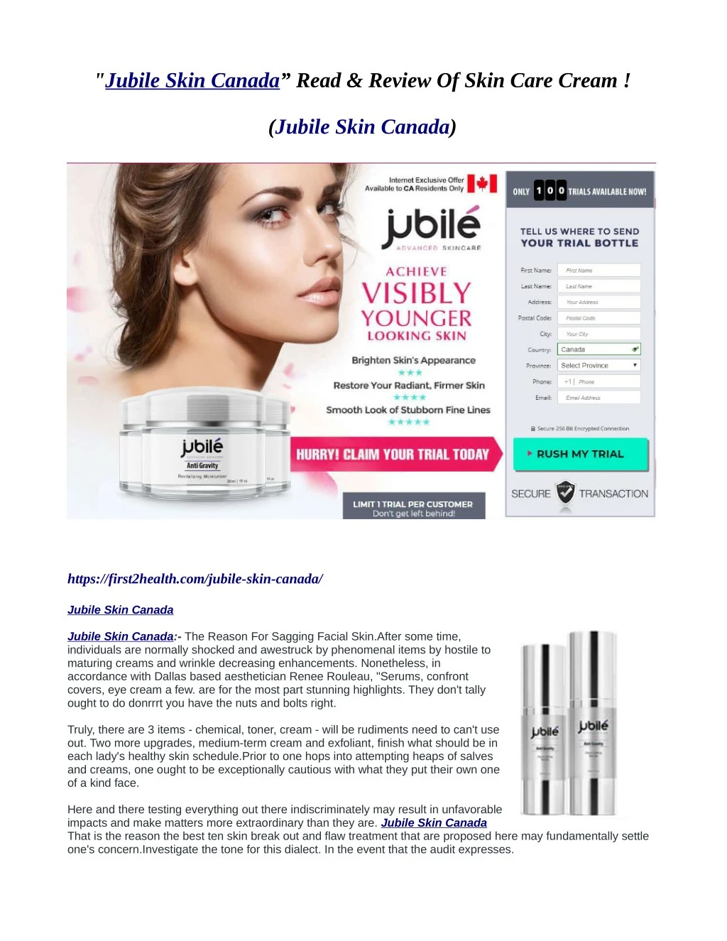 jubile skin canada read review of skin care cream