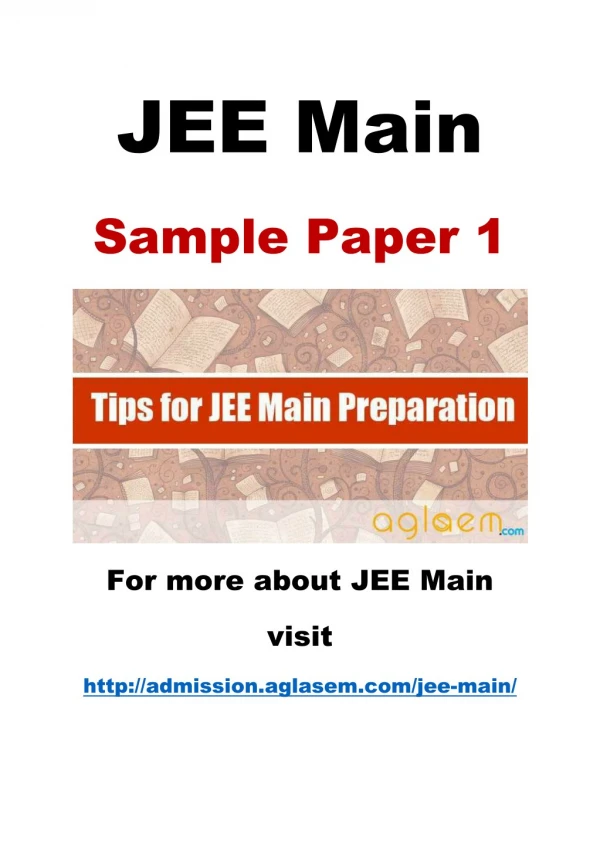 Download JEE Main 2019 Sample Paper with Solutions - Aglasem