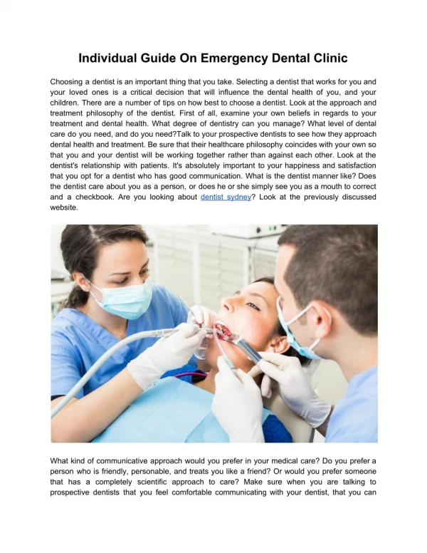Individual Guide On Emergency Dental Clinic