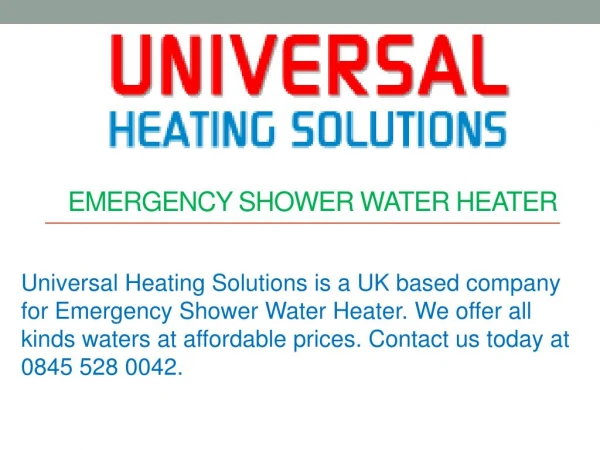 Emergency Shower Water Heater