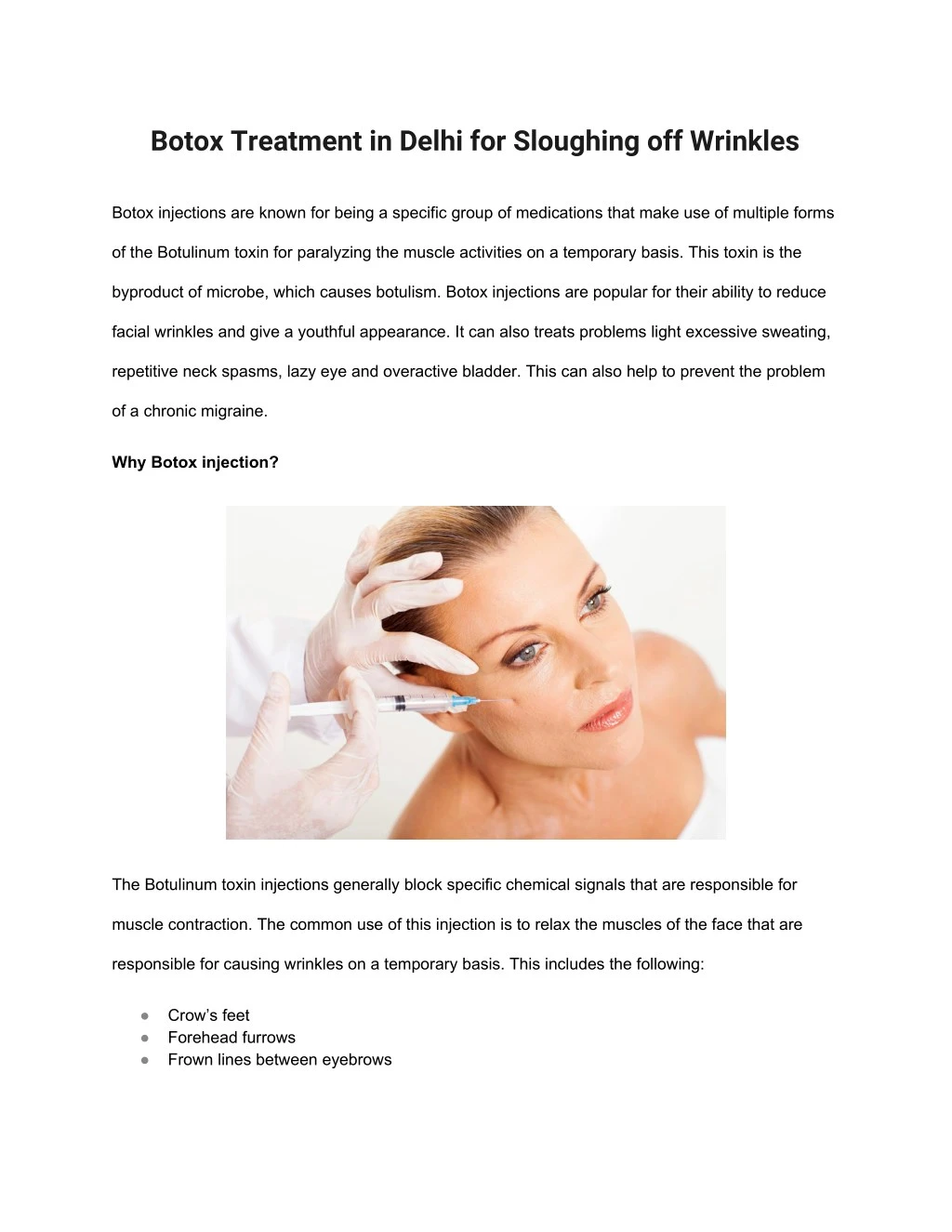 botox treatment in delhi for sloughing