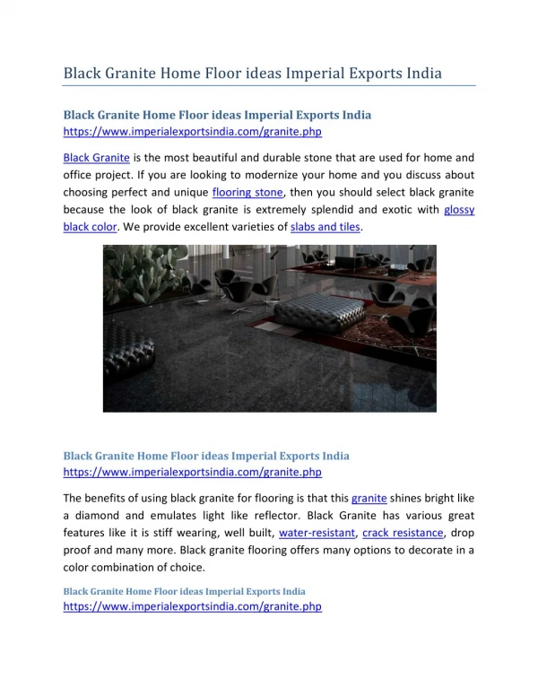 Black Granite Home Floor ideas Imperial Exports India