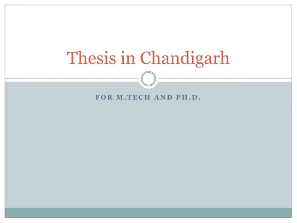 Thesis in Chandigarh - Techsparks