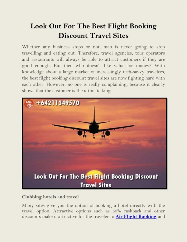 Look Out For The Best Flight Booking Discount Travel Sites
