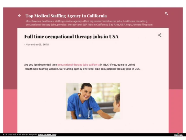 Full time occupational therapy jobs in USA