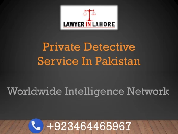 Private Detective Service In Pakistan