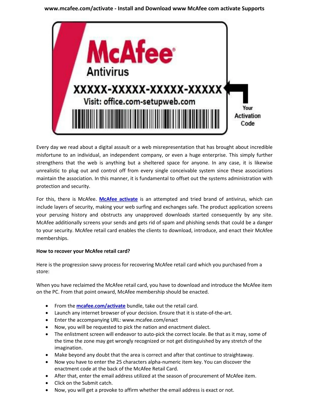 www mcafee com activate install and download