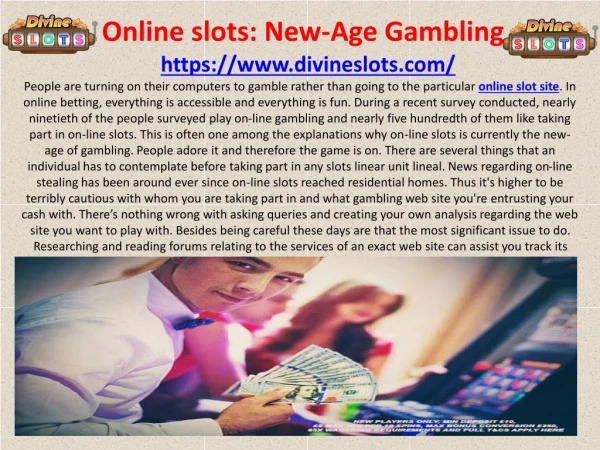Online slots: New-Age Gambling