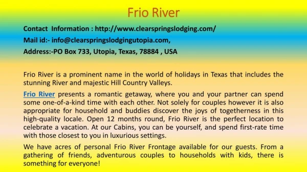 A Guide to Frio River at Any Age