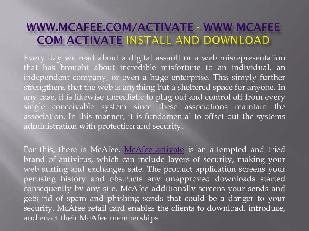 www mcafee com activate www mcafee com activate install and download
