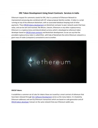 ERC Token Development Using Smart Contracts Services in India - slide 1