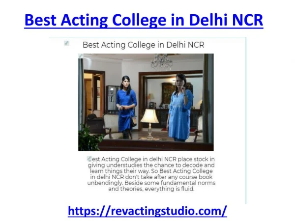 Which one is the best acting college in Delhi NCR