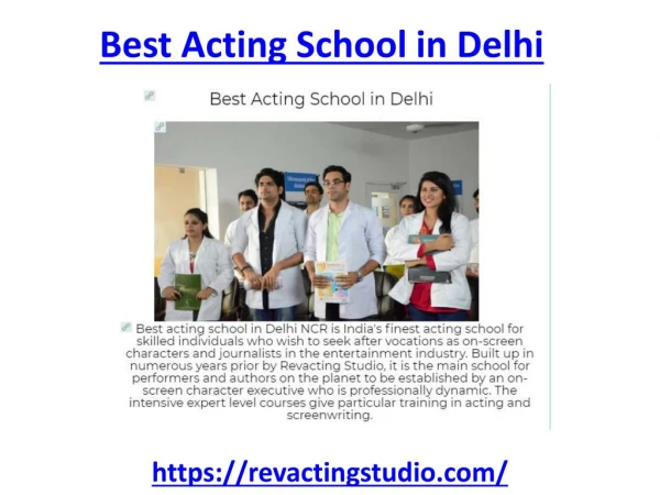 Enroll today in best acting school in delhi