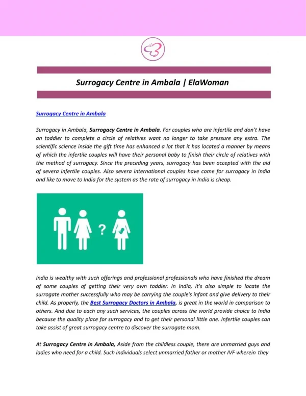 Surrogacy Centre in Ambala | ElaWoman