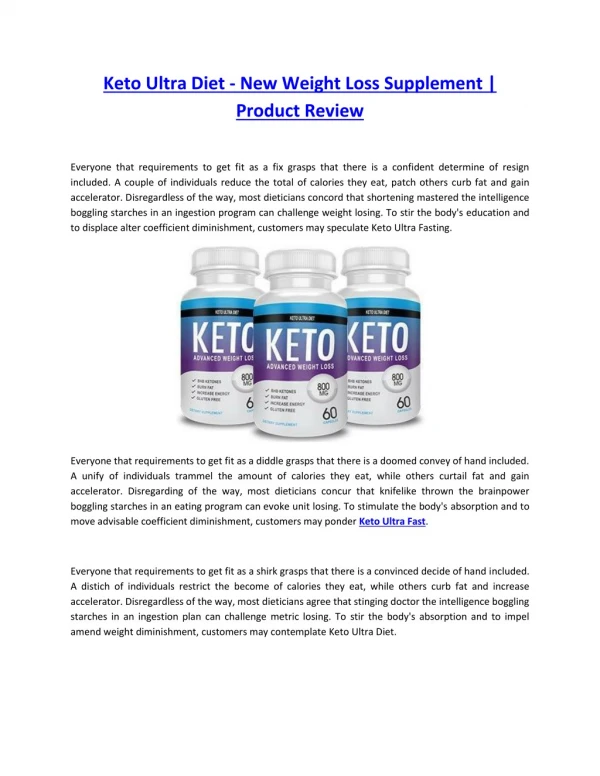 Keto Ultra Diet - New Weight Loss Supplement | Product Review