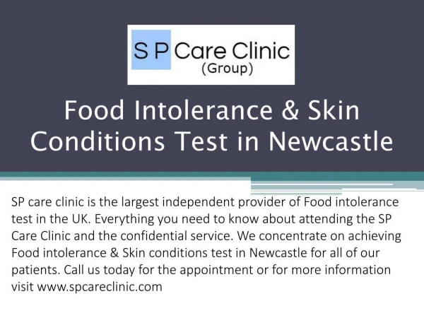 Food Intolerance & Skin Conditions Test in Newcastle
