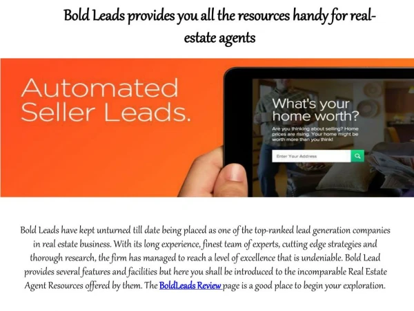 Bold Leads Provides You All The Resources Handy For Real Estate Agents