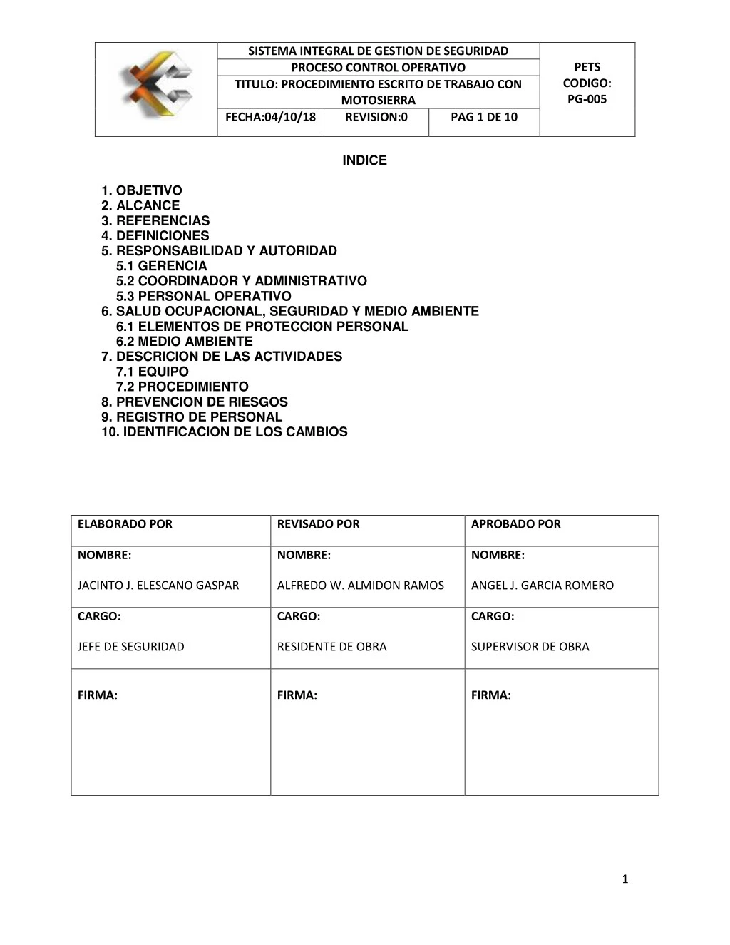 sistema integral de gestion de seguridad proceso