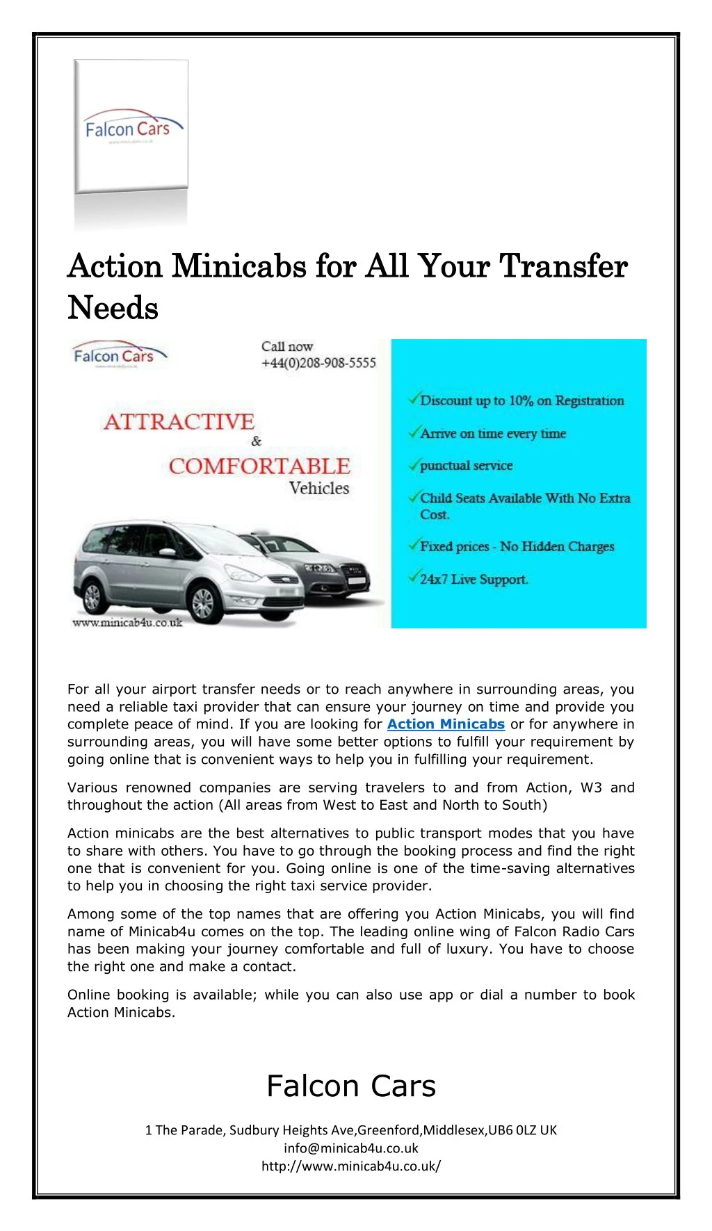 action minicabs for all your transfer action