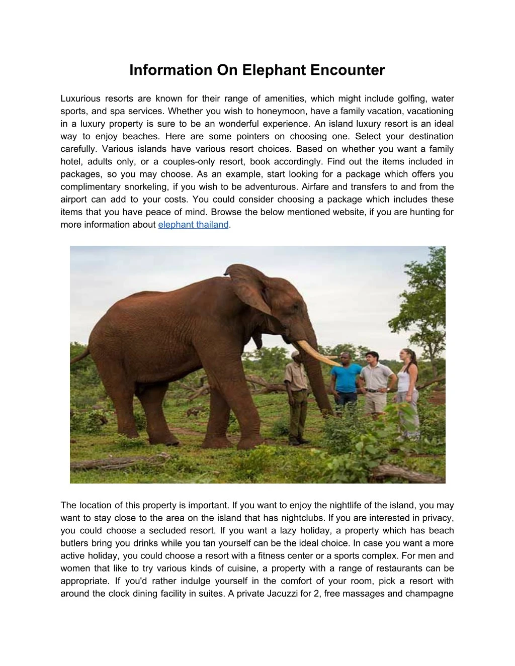 information on elephant encounter luxurious