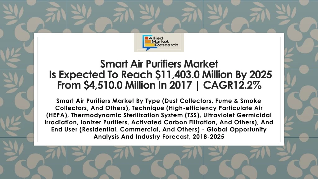 smart air purifiers market is expected to reach