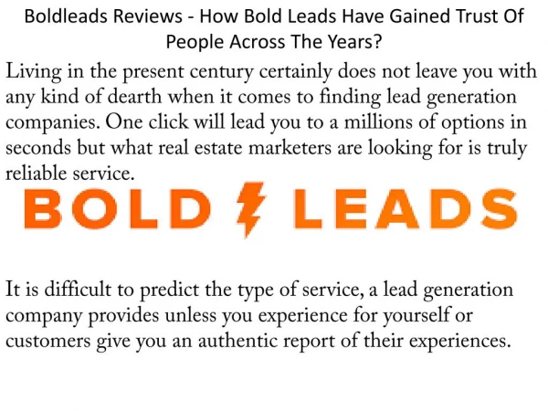 Boldleads Reviews - How Bold Leads Have Gained Trust Of People Across The Years?