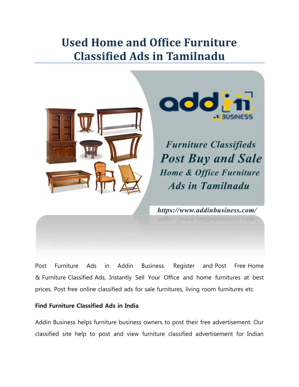 used home and office furniture classified
