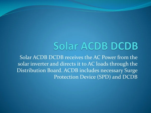 Solar ACDB DCDB