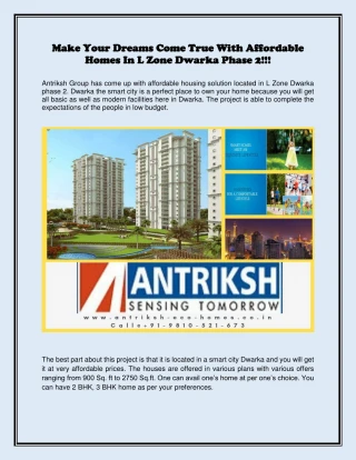 Make your dreams come true with affordable homes in L Zone Dwarka phase 2!!!