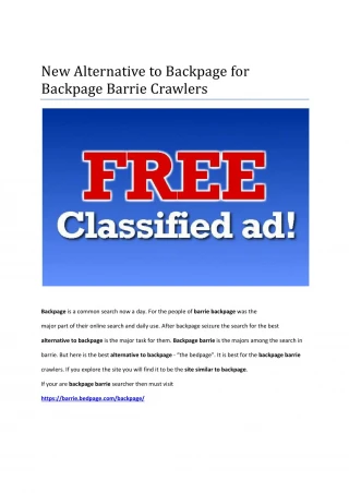 New Alternative to Backpage for Backpage Barrie Crawlers - slide 1