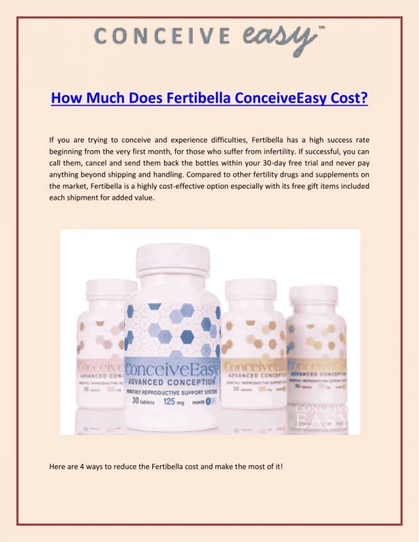 How Much Does Fertibella ConceiveEasy Cost?