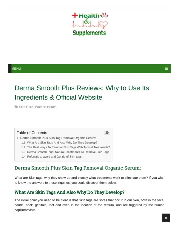 Derma Smooth Plus Reviews, You Intended To Remove Your Skin Marks?