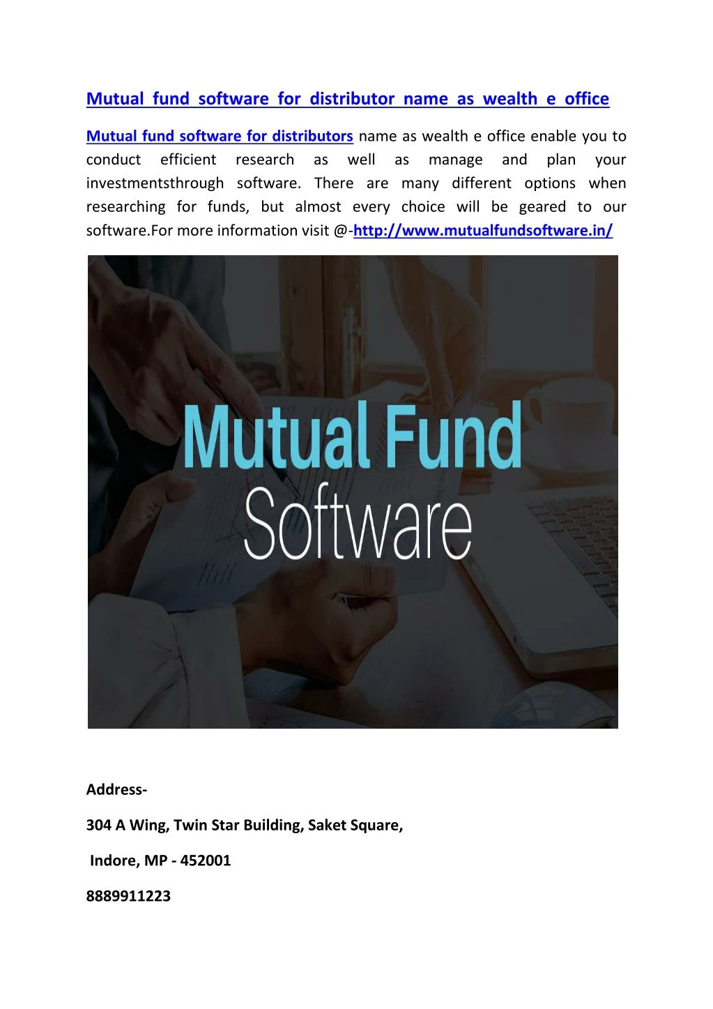 mutual fund software for distributor name