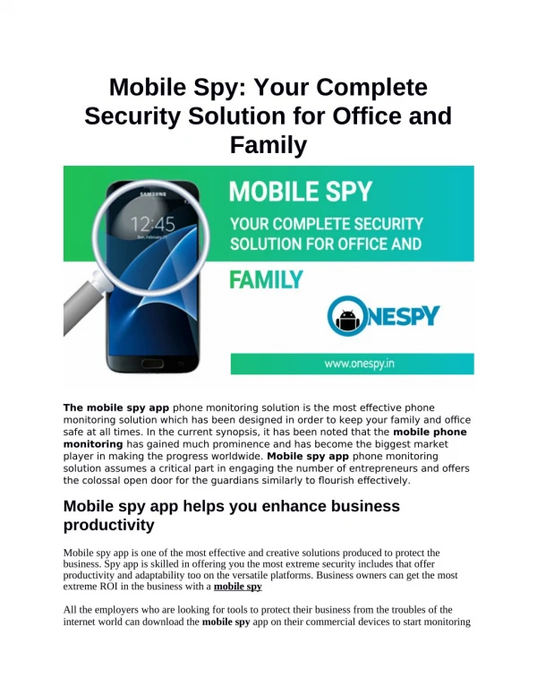 Mobile Spy: Your Complete Security Solution for Office and Family