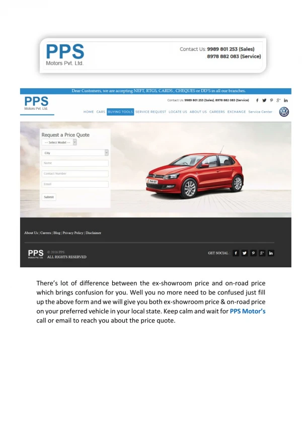 PPS Motors - Volkswagen Cars on Road Price Request Quote