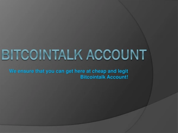 Buy Bitcointalk Account