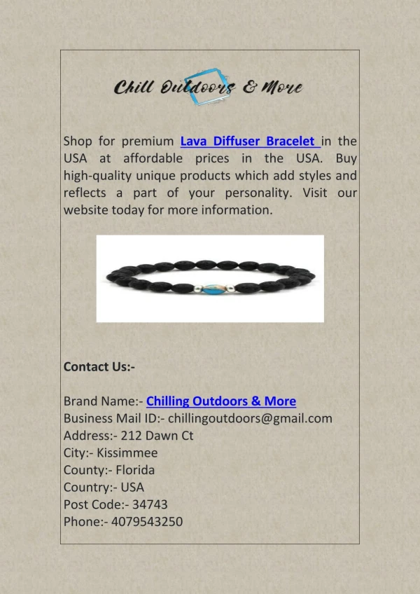 Lava Diffuser Bracelet in the USA | Chilling Outdoors