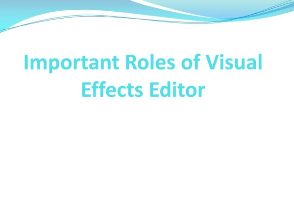 Important Roles of Visual Effects Editor