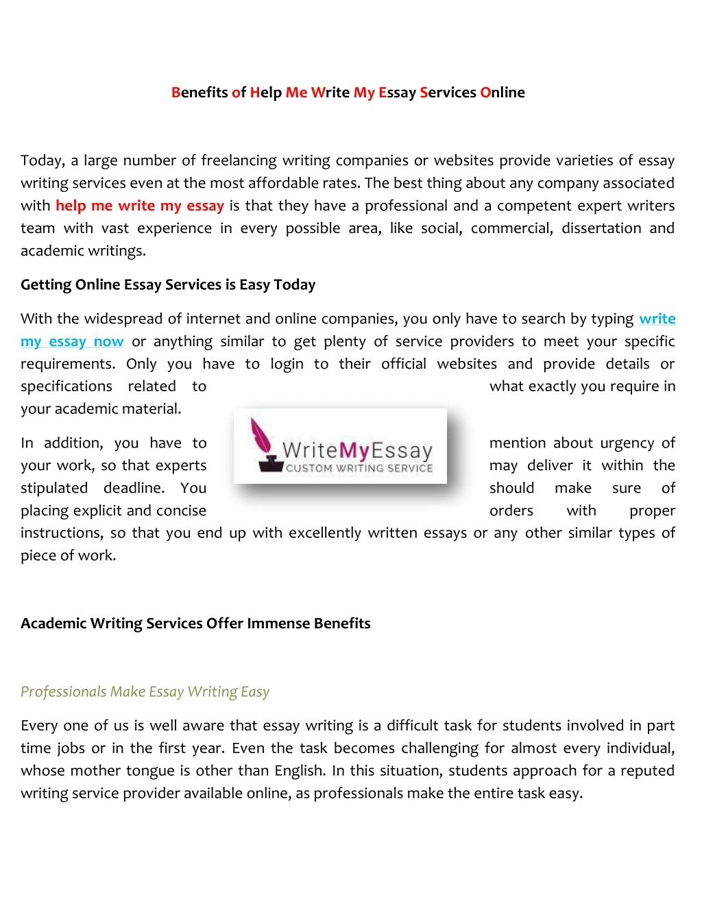 benefits of help me write my essay services online