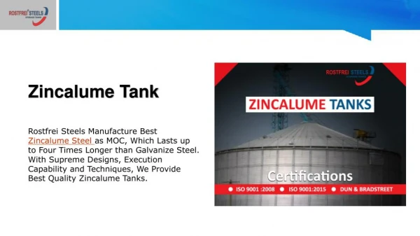 Zincalume Tanks | Rostfrei Steels